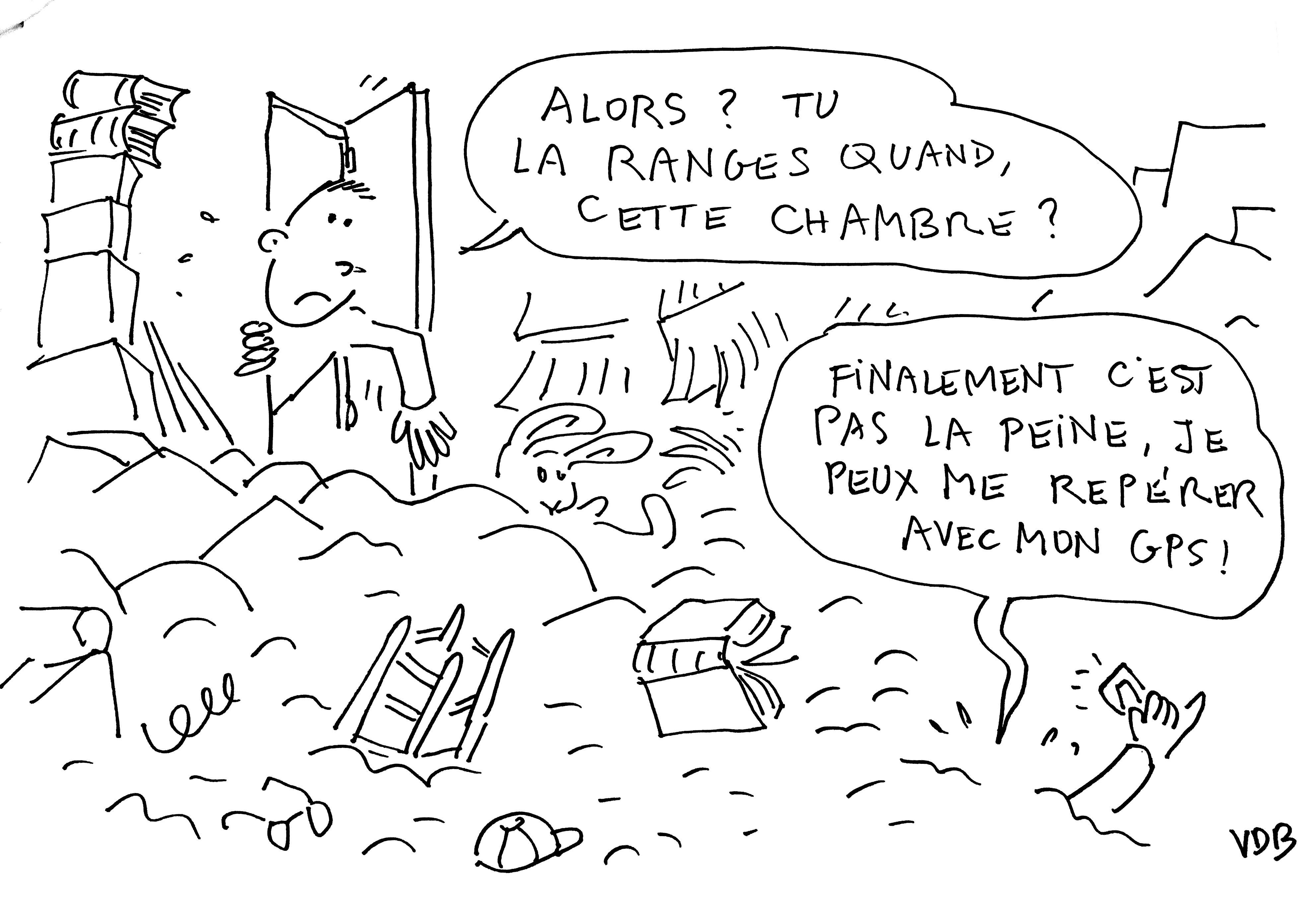 Un ado avec son GPS enfoui sous un metre de desordre dans sa chambre