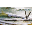 Oiseau dans les vagues - huile